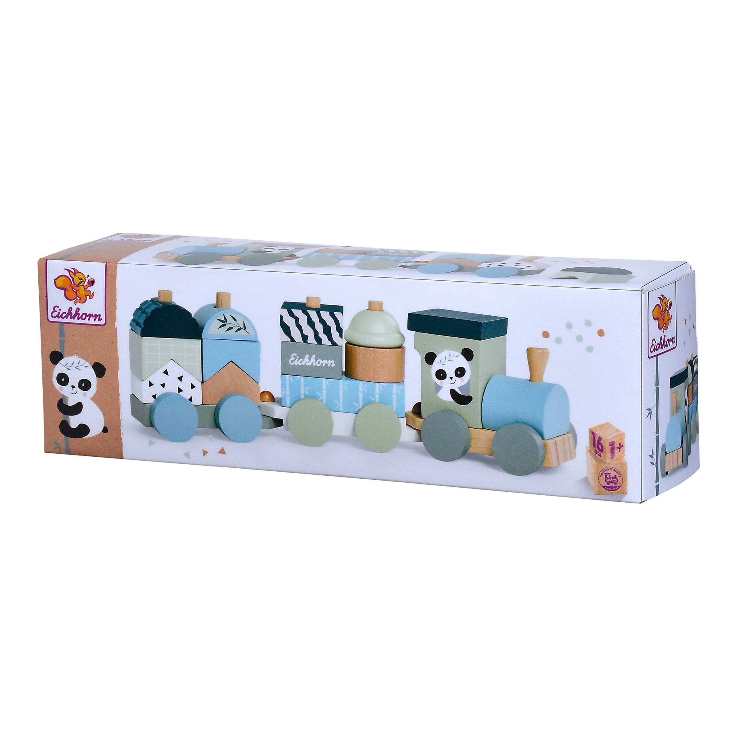 Eichhorn Spielzug aus Holz Panda 16-tlg.