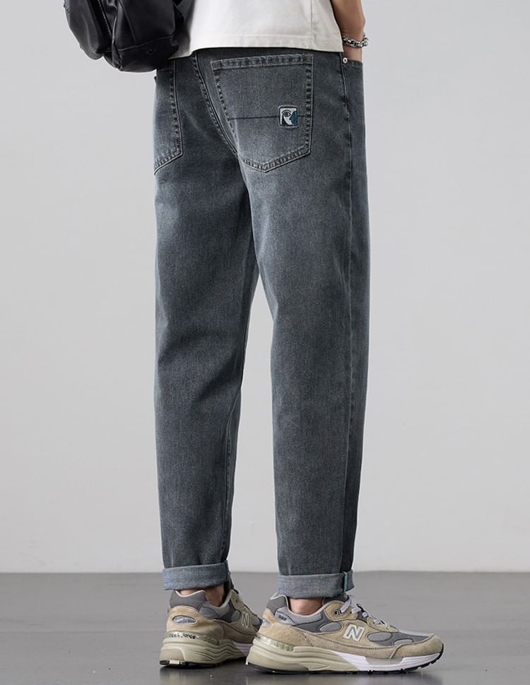 Nataro - Hoge taille gewassen rechte jeans