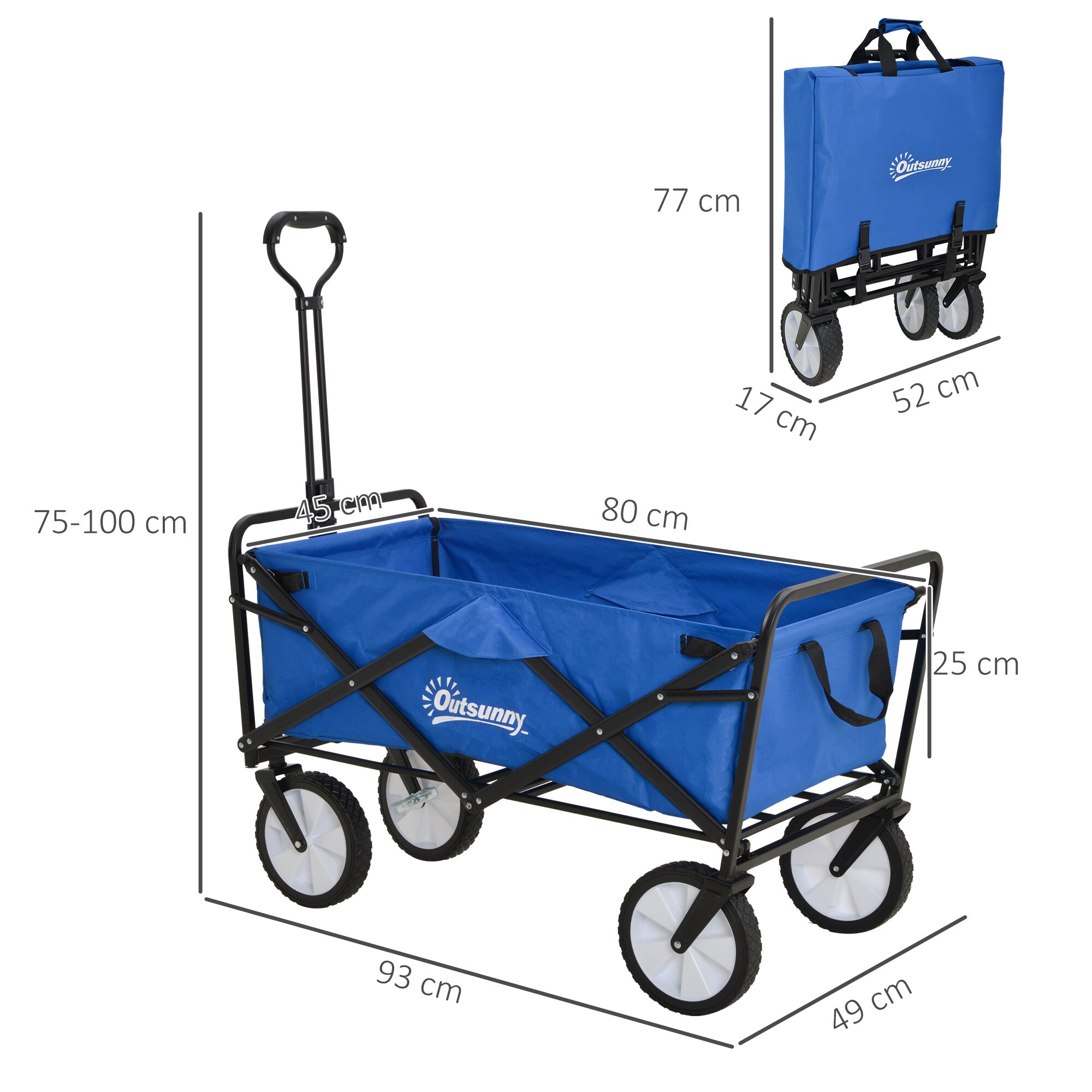 Outsunny Bollerwagen faltbar dunkelblau 107 x 51 x 91,5 cm (LxBxH)