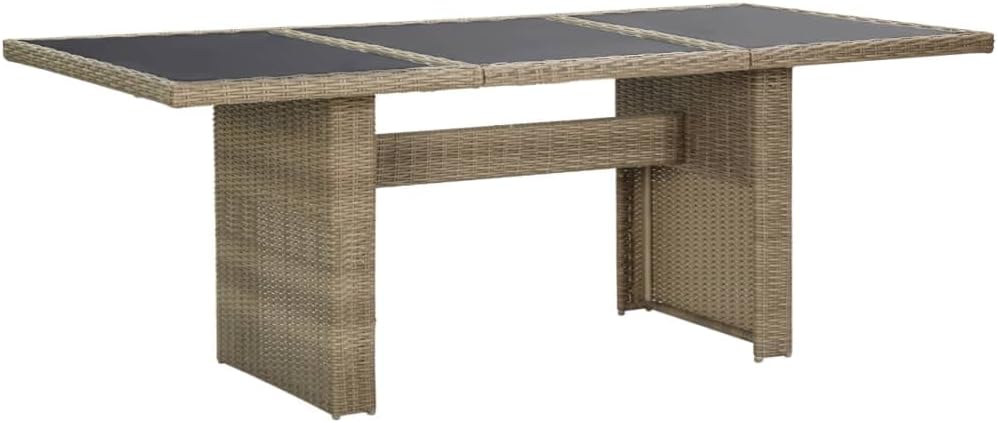 Garten Esstisch Gartentisch Terrassentisch Balkontisch Gartenmöbel Tisch Rattantisch 200x100x74cm Poly Rattan Stahl Braun und Schwarz