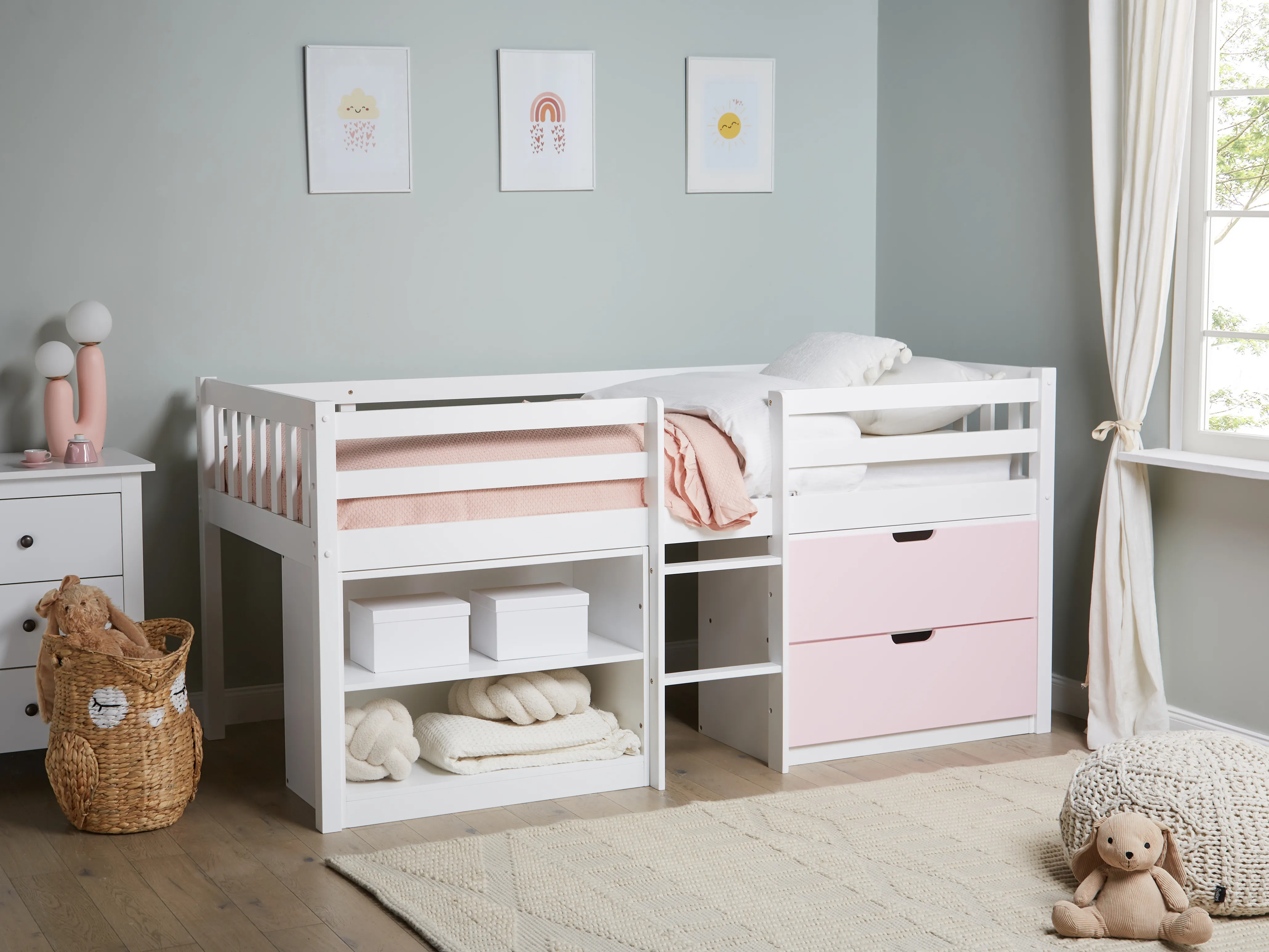 Verhoogd bed Hout SUSVILLE 90 x 200 cm Roze