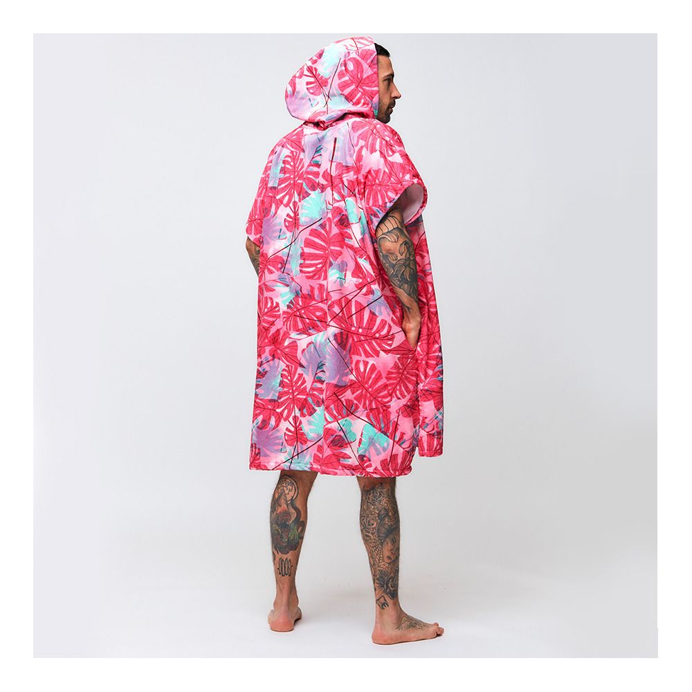 After Essentials BIG LEAVES - Poncho burnt pink
