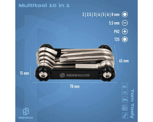 Bike Broz Fiets Multitool 10 in 1 Tom Tooly