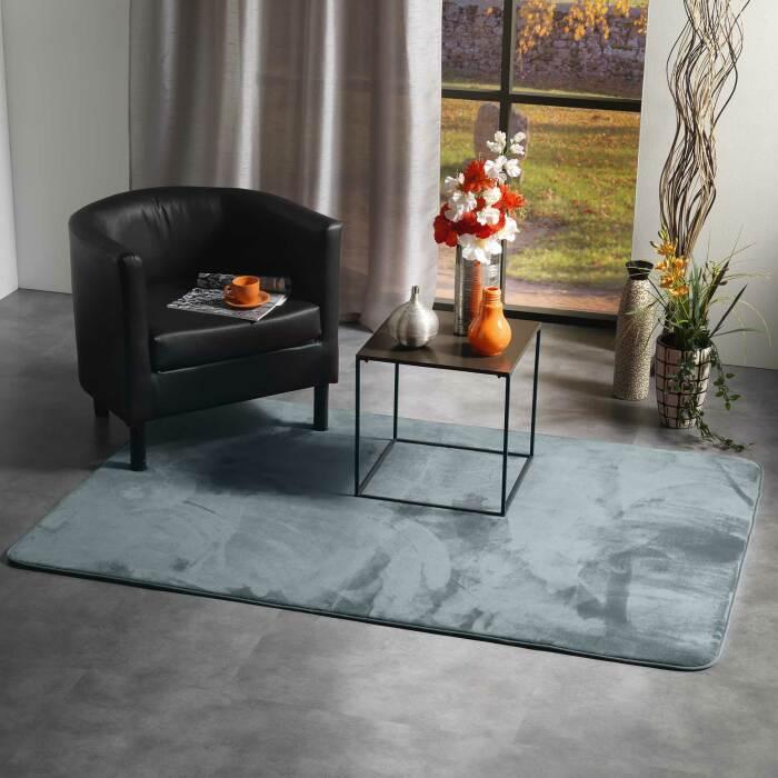 TAPIS RECTANGLE 120X170CM FLANELLE UNIE FLANOU GRIS