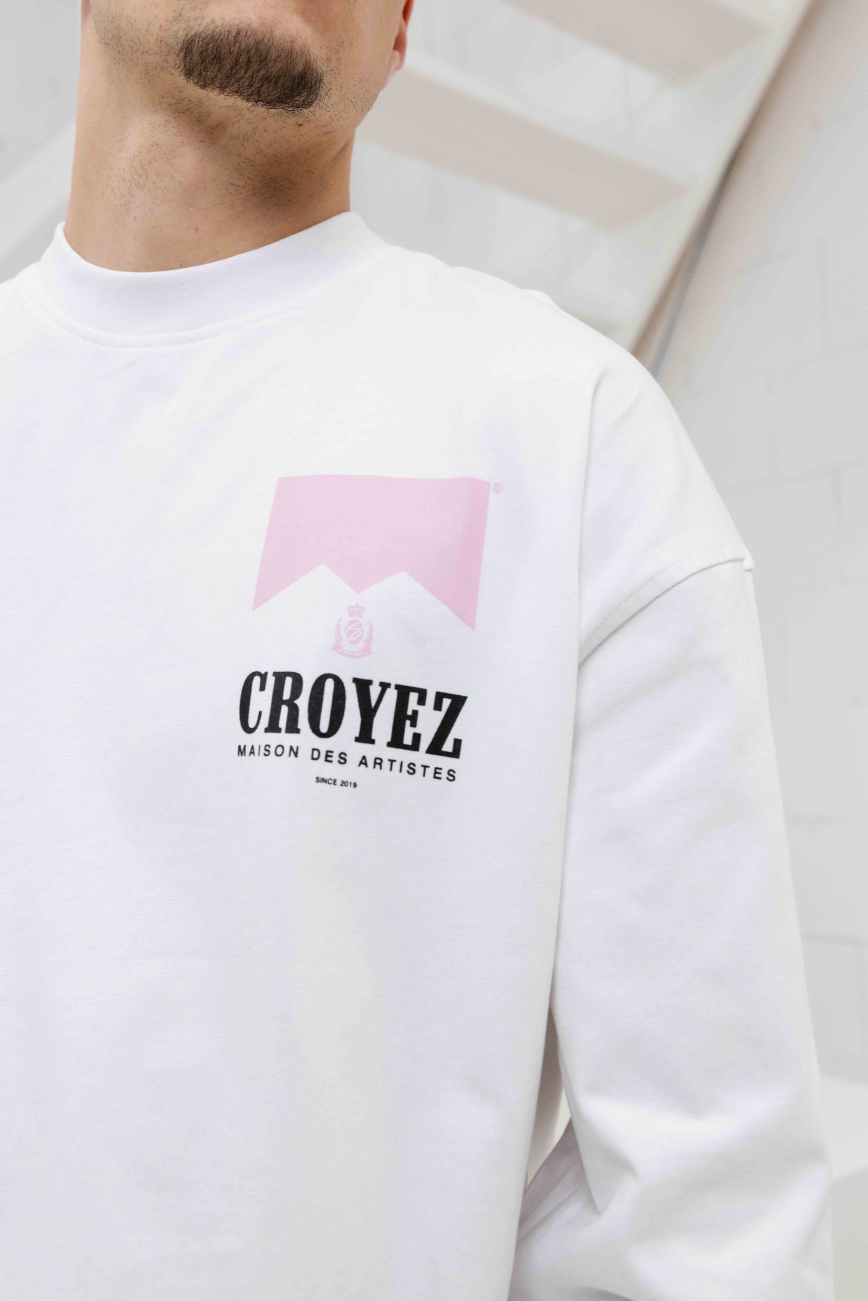 Croyez Maison Fumes Longsleeve T-Shirt Heren Wit