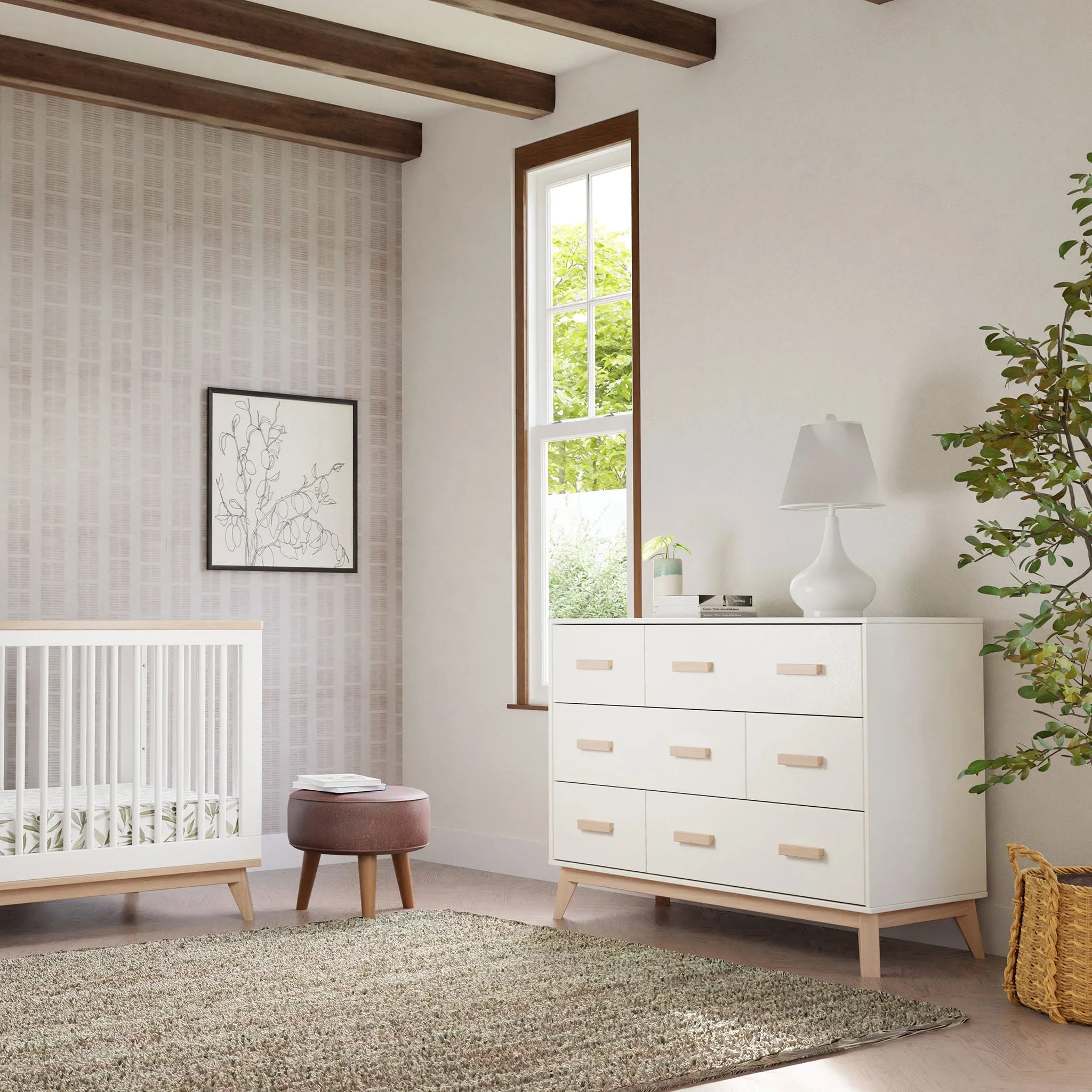 Babyletto Bureau 6 tiroirs Scoot - Blanc  Naturel Lavé