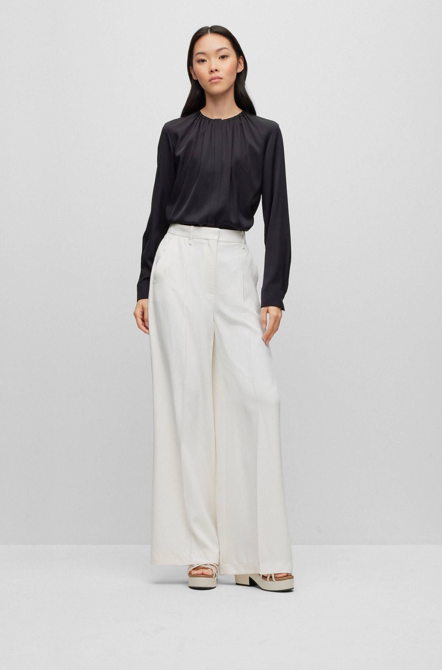 BOSS| Damen Bluse aus Stretchseide BANORAH Langarm