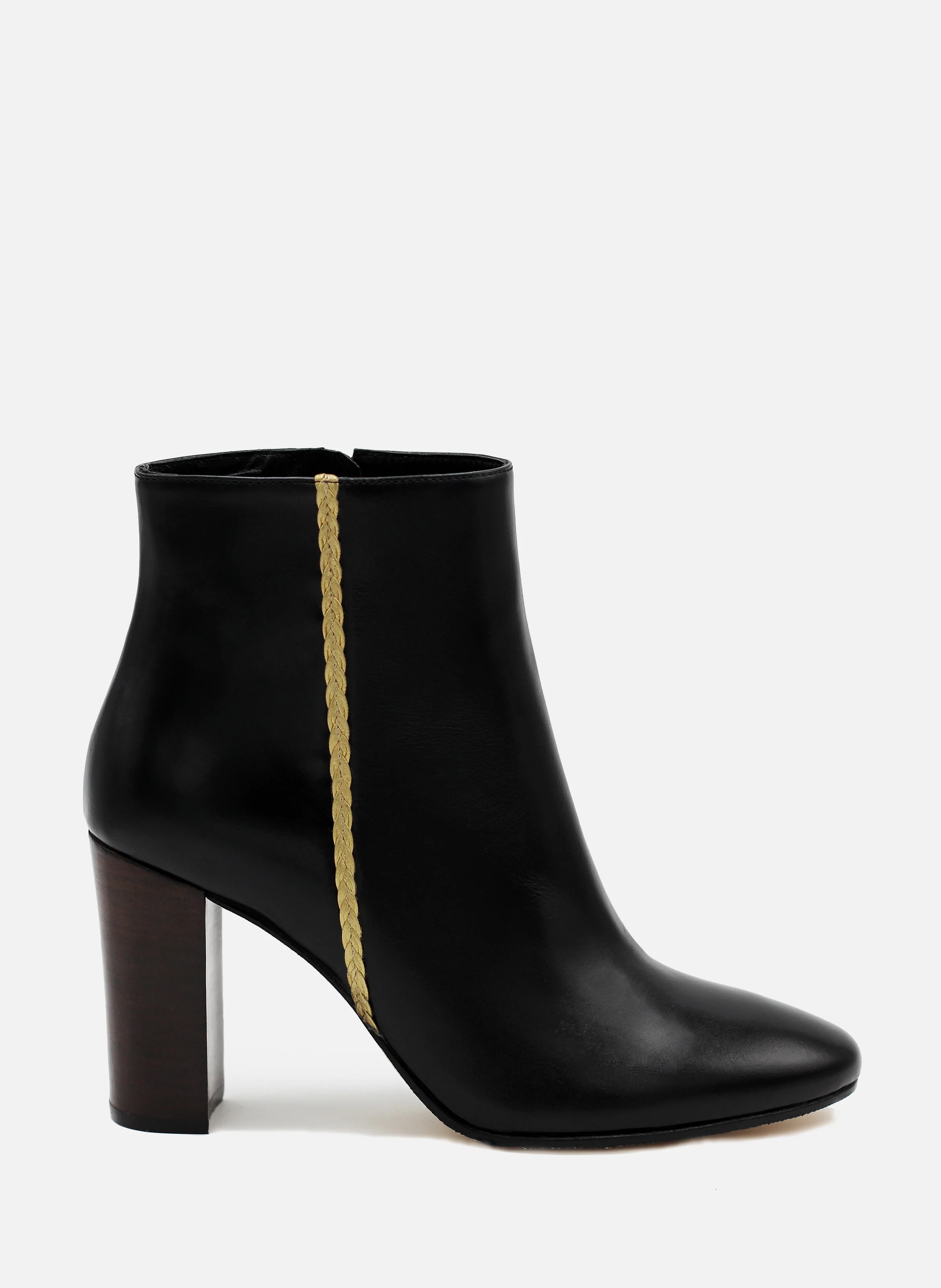 Bottines à talon cuir lisse | Noir