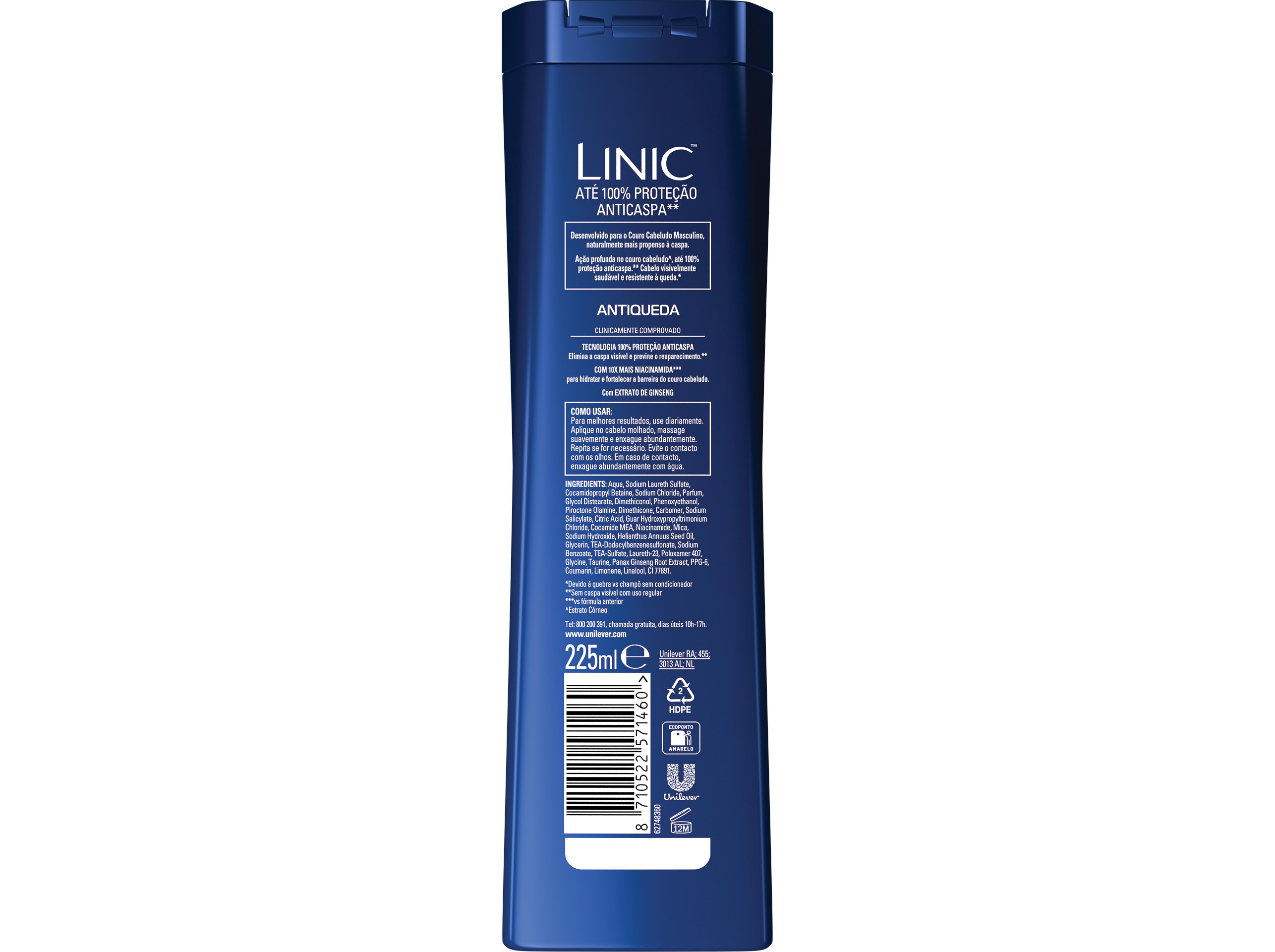 CHAMPÔ LINIC ANTI-CASPA MEN ANTI-QUEDA 225ML