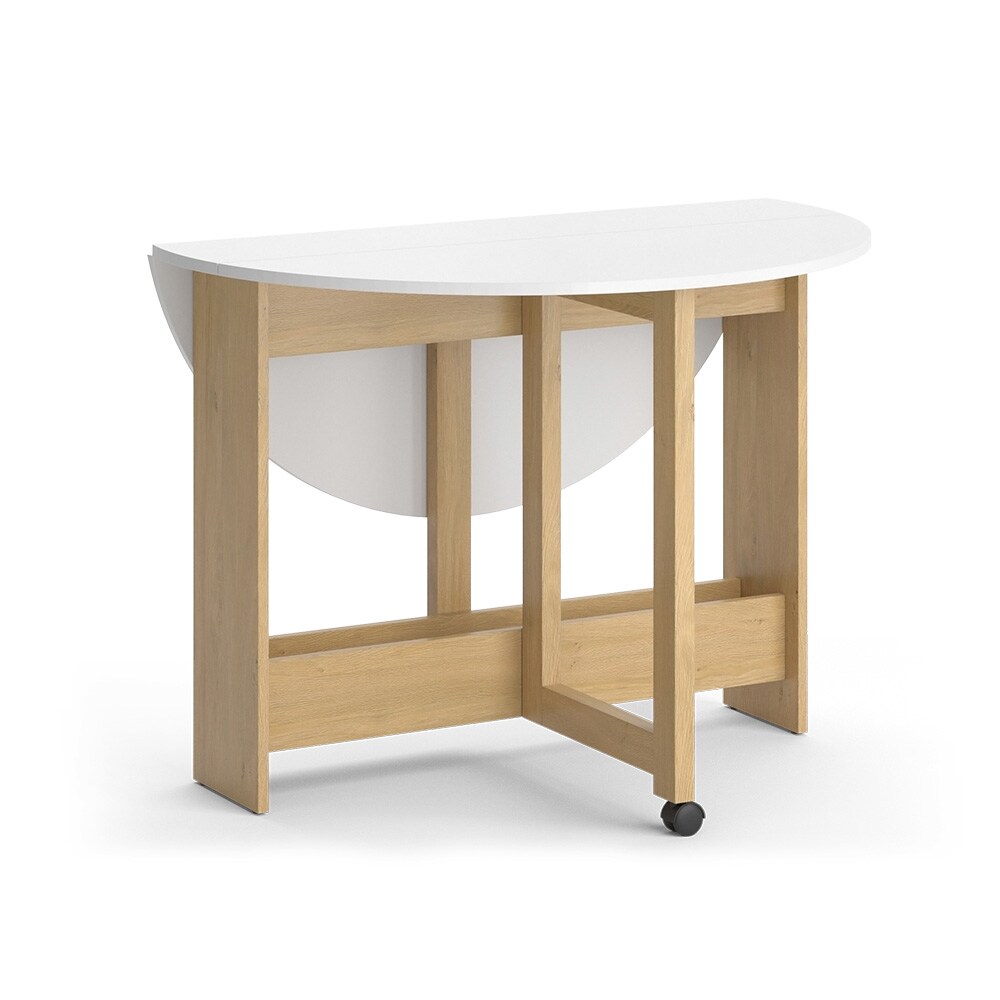 Vicco Esstisch Rondo Eiche Weiß 100 x 73 cm ausklappbar