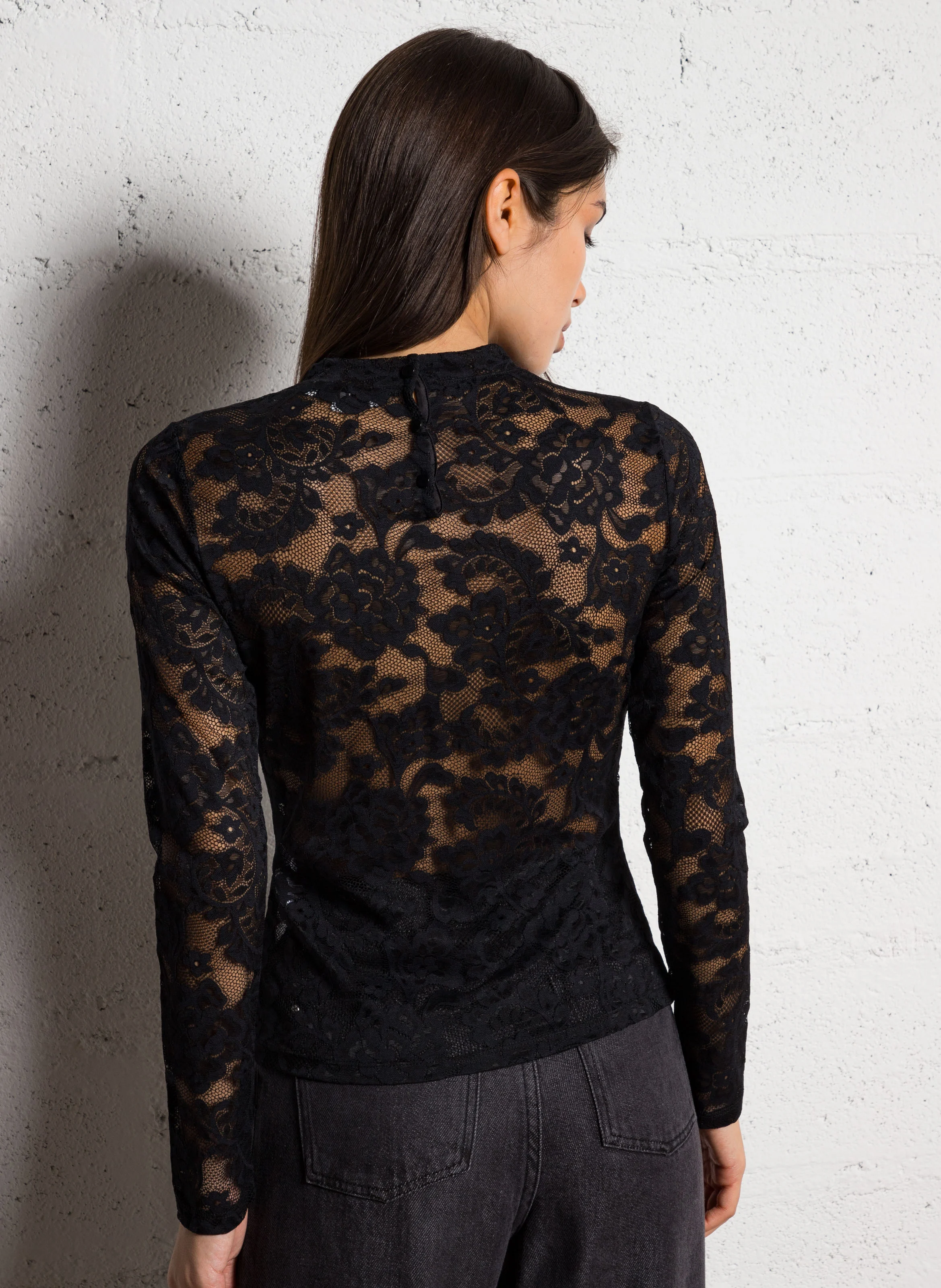 TARA - Top en dentelle | Noir