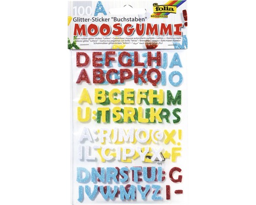 Glitterstickerletters van schuimrubber, 100 stuks.