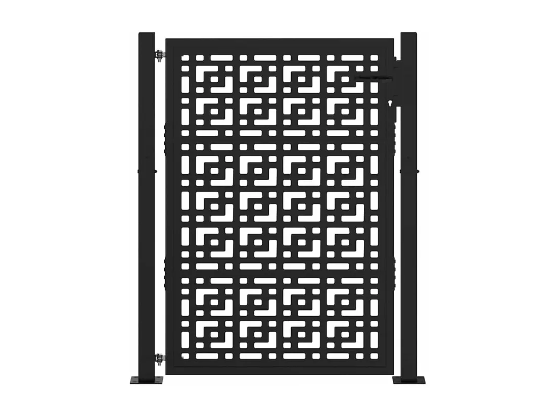 Portail de jardin noir 105x130 cm acier conception croisée