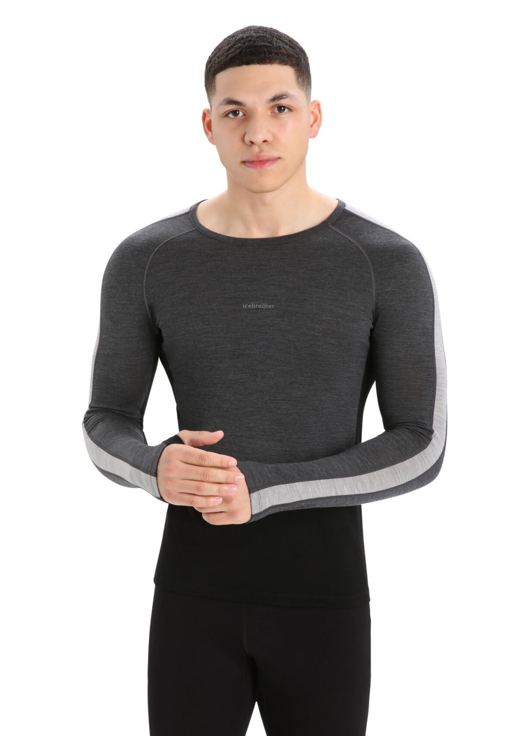 Icebreaker Herren-Langarmshirt ZoneKnit™ 200 LS Crewe Jet Heather/Black/Metro H