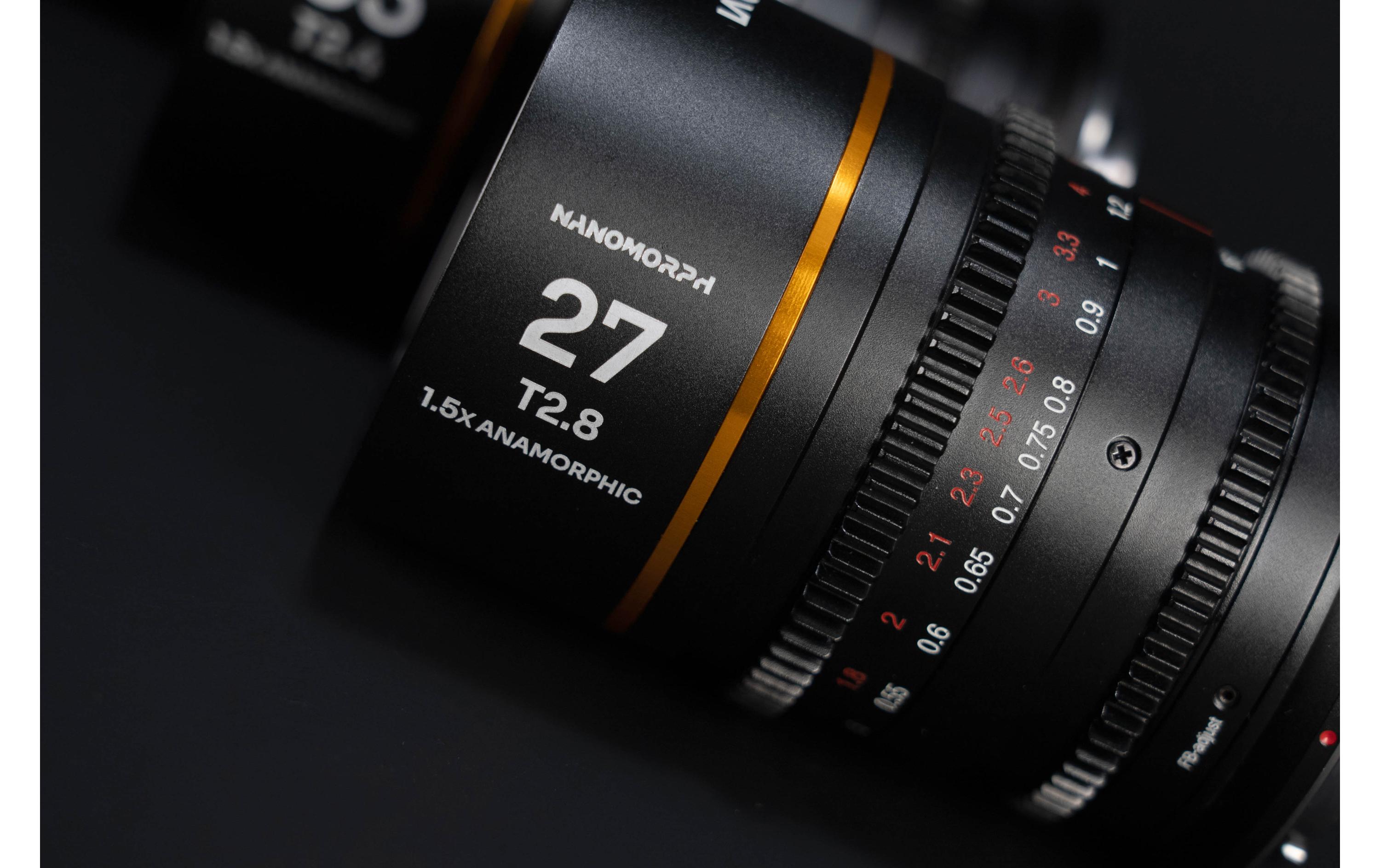 Festbrennweite Nano S35 Prime Kit (Amber) – Sony E-Mount<br>Set aus 3 ultrakleinen anamorphotischen Objektiven für Super35-Sensoren