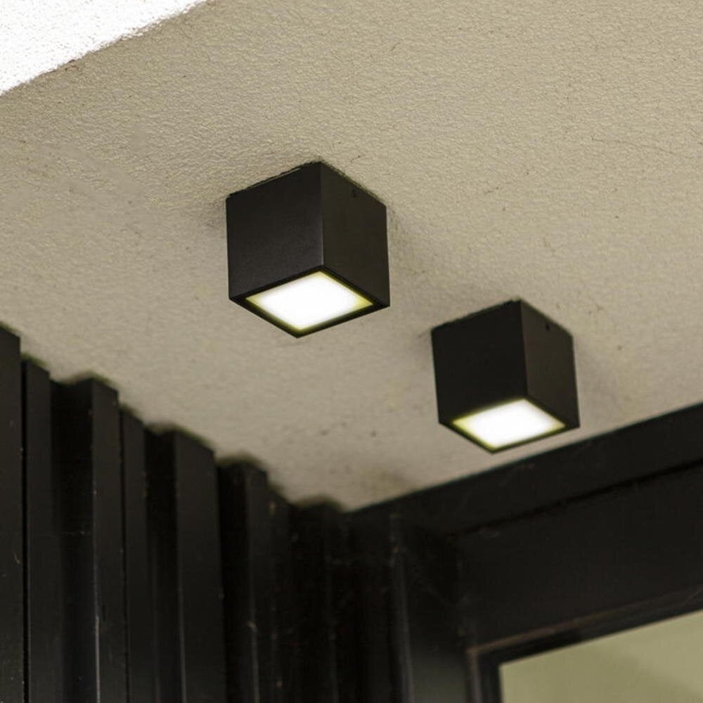 Gemini LED plafondlamp in matzwart, 7W, 750lm, IP65