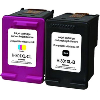 Cartouche compatible HP 301XL - Pack de 2 - noir, cyan, magenta, jaune - Uprint