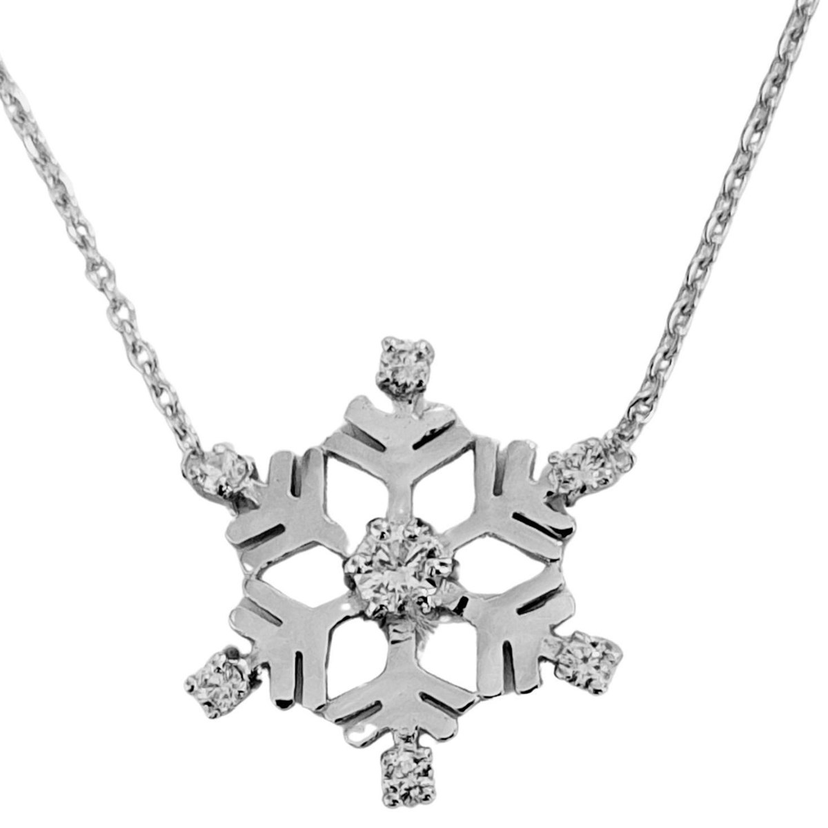 Collier breloque flocon de neige en argent 925°/00 - 42cm