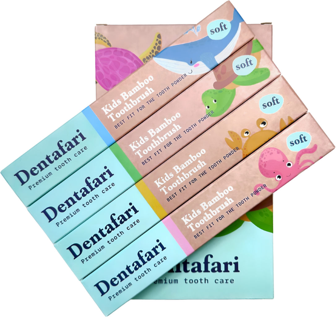 Dentafari  Kids Bamboo Toothbrush 4-Piece Set