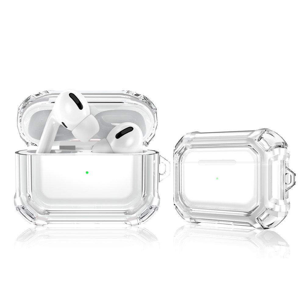 AirPods Pro Gummi Schutzhülle Air Cushion Fallschutz   Karabinerhaken - Transparent