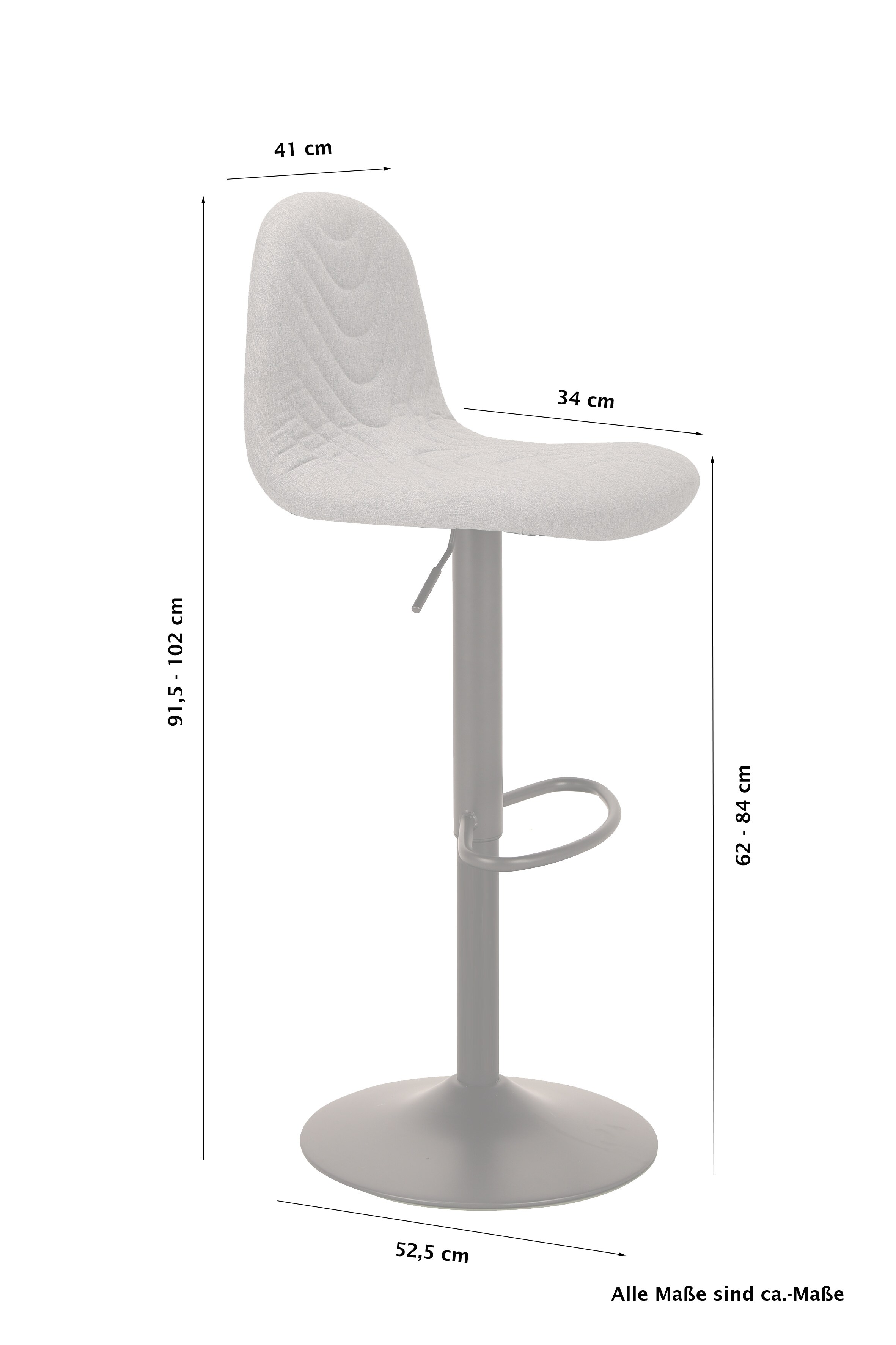 byLIVING Barhocker CASINO, 2-er Set, Webstoffbezug anthrazit, Gestell chrom