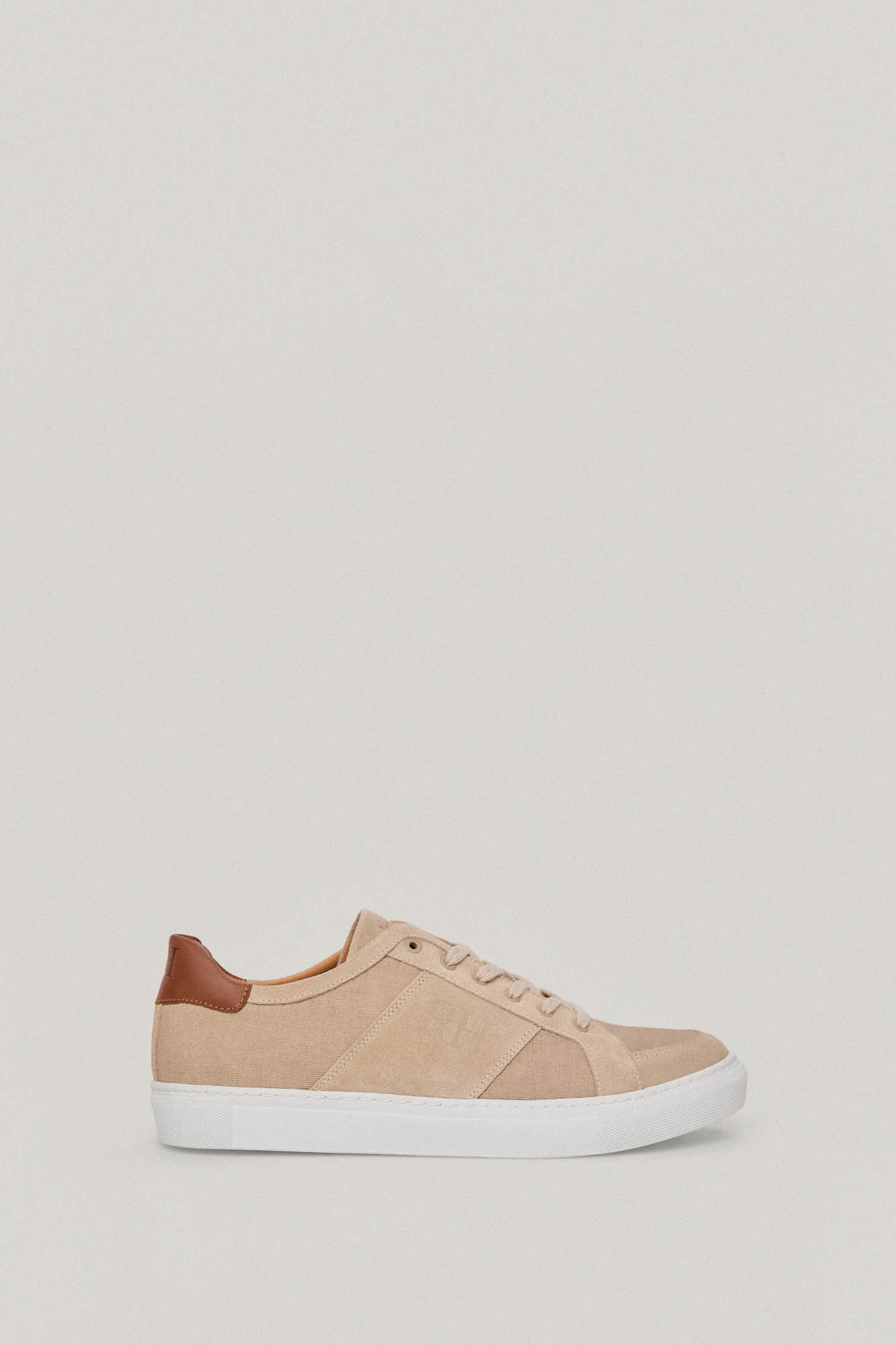 Chinelo de tecido e couro - Bege