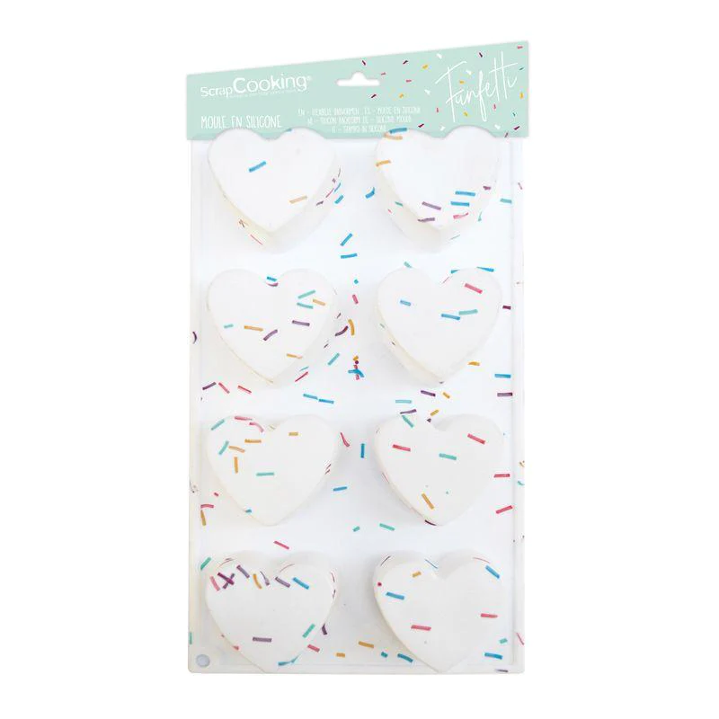Moule silicone 8 coeurs - Funfetti Scrapcooking