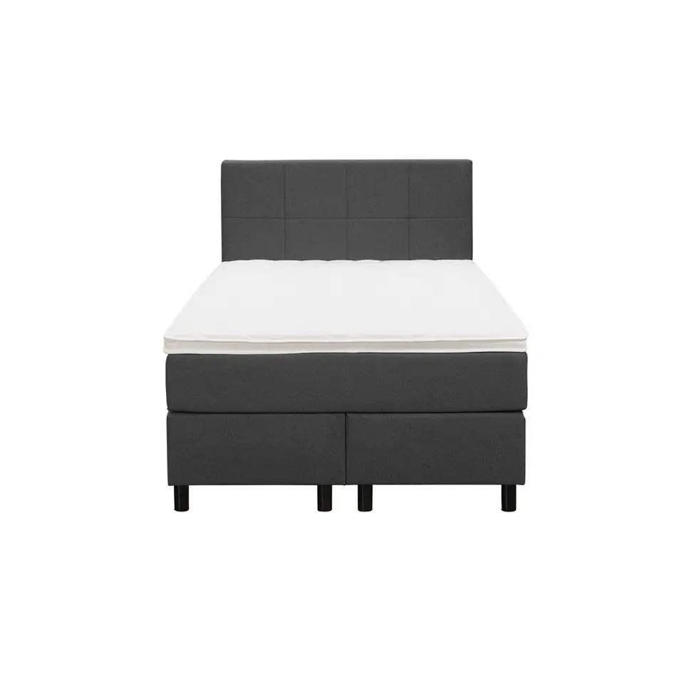 Boxspring Liv geblokt - antraciet - 120x200 cm - ronde poot