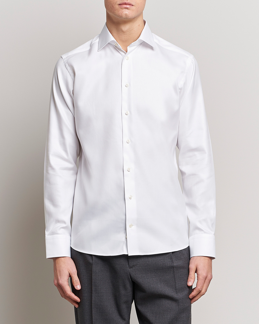 Eton Slim Fit Textured Twill Shirt White