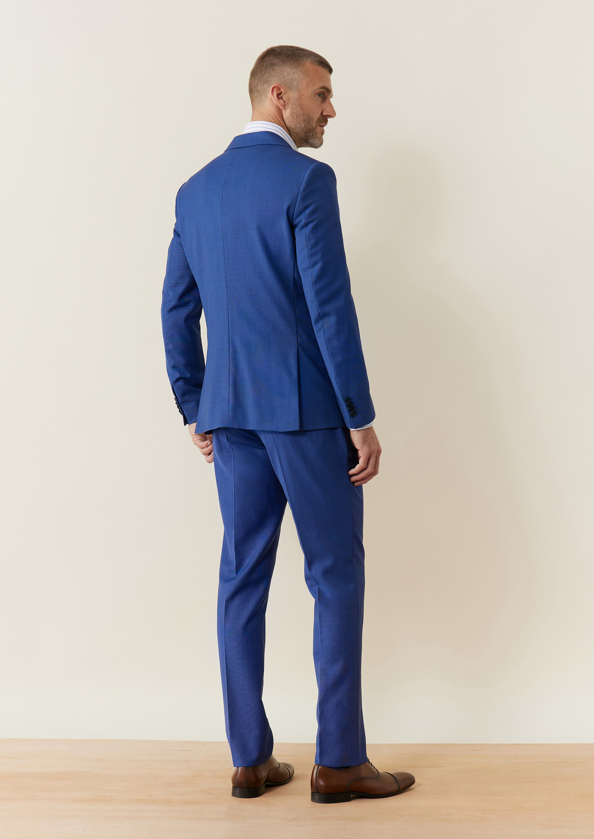 Costume 2 pièces Slim en laine unie bleu azur