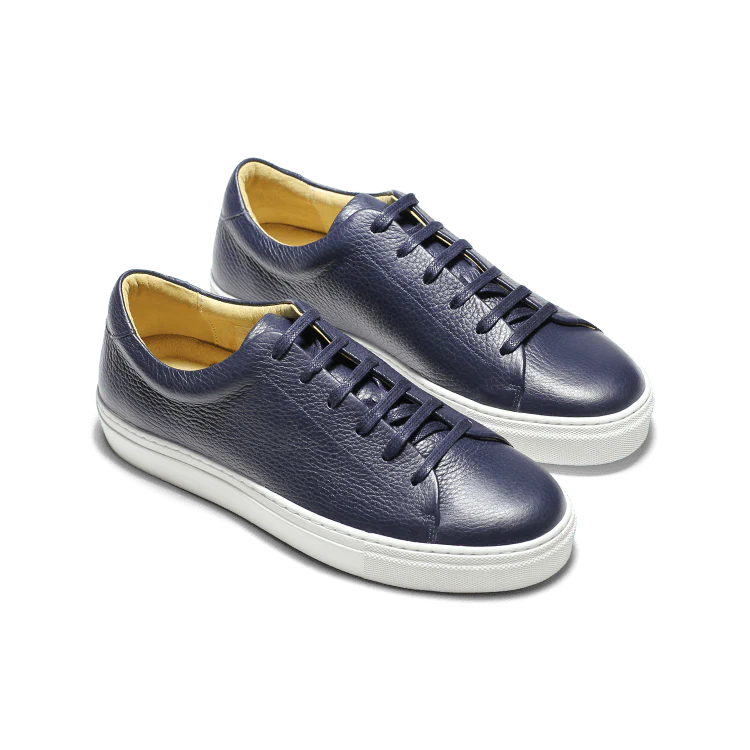 Kooper-Sneakers / Basket en cuir grainé marine