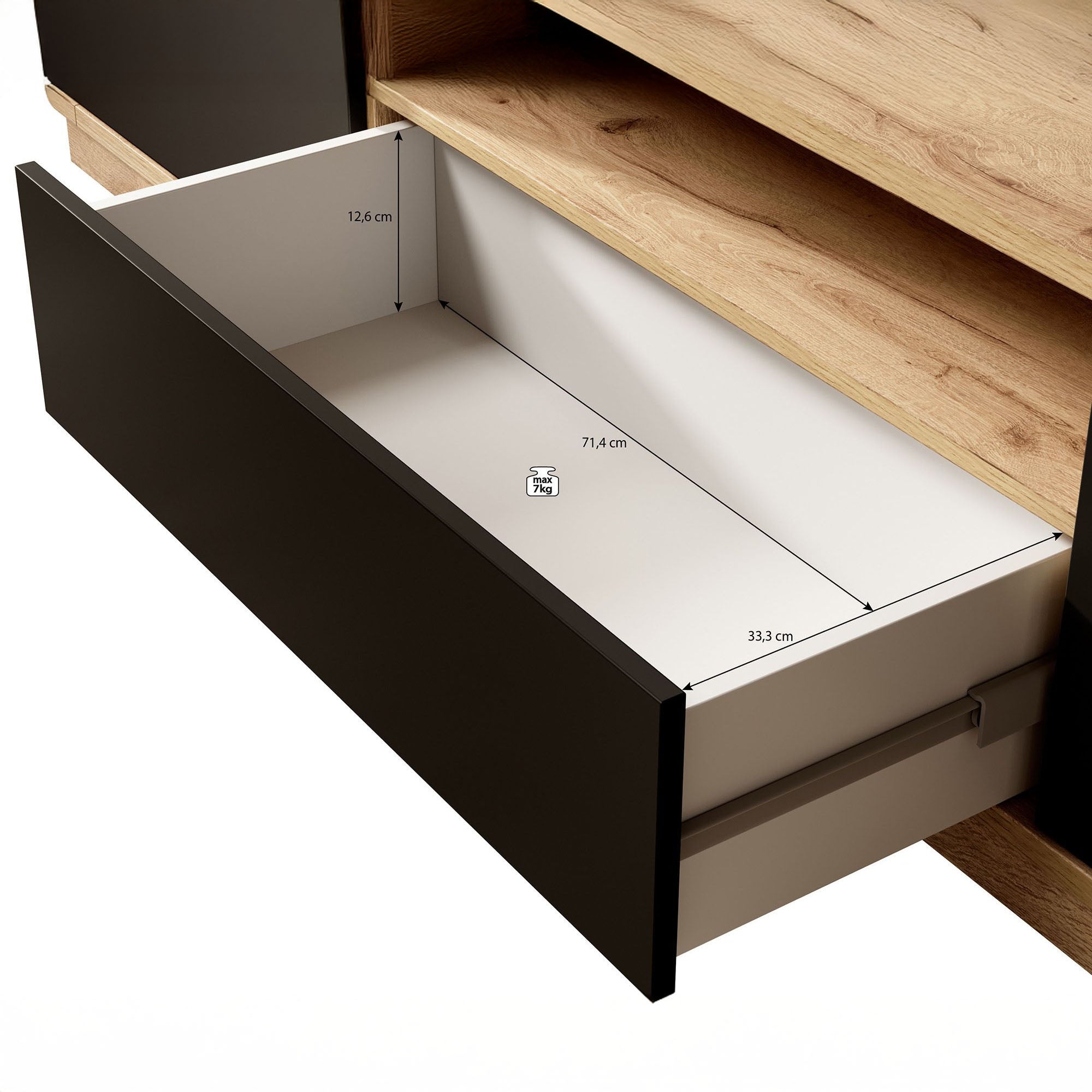 Acuna - TV-Meubel - Zwart/eiken - 200 cm