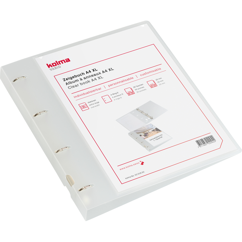 Kolma Zeigebuch Vario XL, 4-Ring, A4, 3 cm, transparent