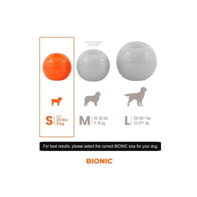 Bola de brinquedo interativa BIONIC para cães, tamanho G, 8,2 cm