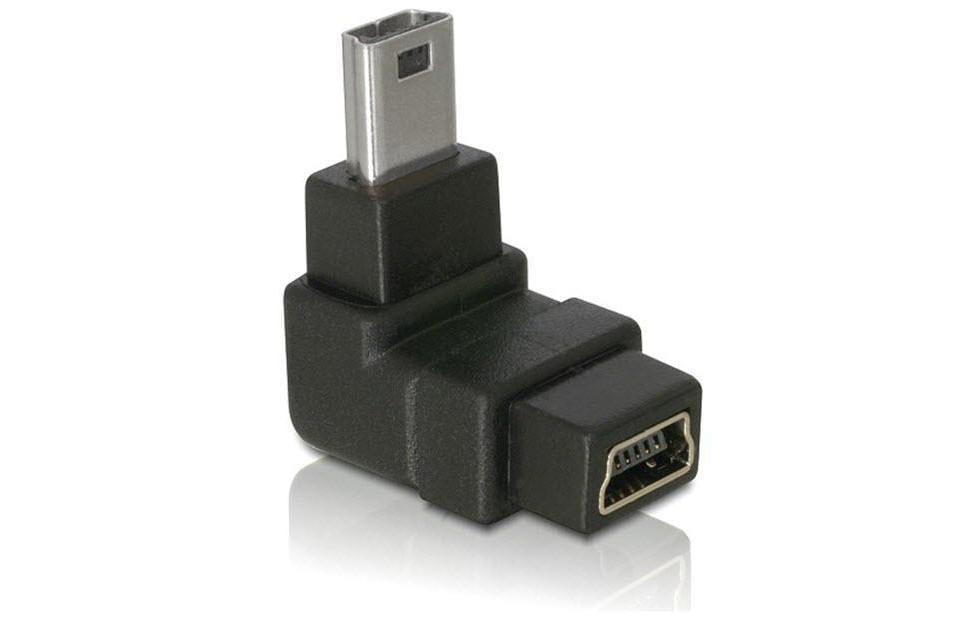 USB 2.0 Adapter USB-MiniB Stecker - USB-MiniB BuchseGewinkelter Mini-USB-B-Adapter