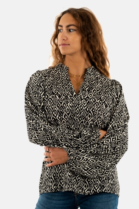 Chemisier ichi vera 203344 black ikat aop
