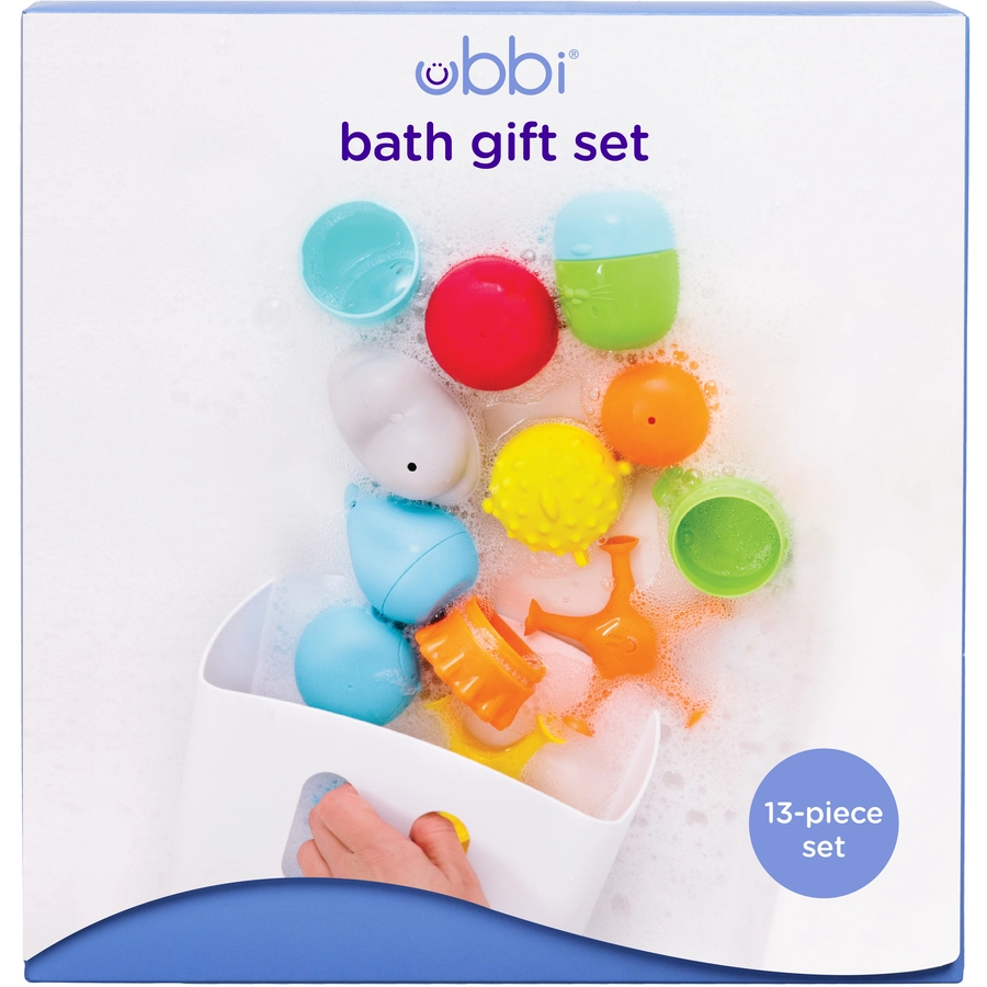 ubbi® Trockenbehälter für Badespielzeug mit Badespielzeug Set