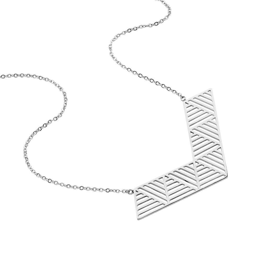 Collier Plastron Abby Acier Blanc