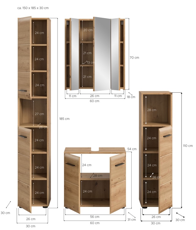 INOSIGN Badezimmer-Set Set, 4 Stk. tlg.