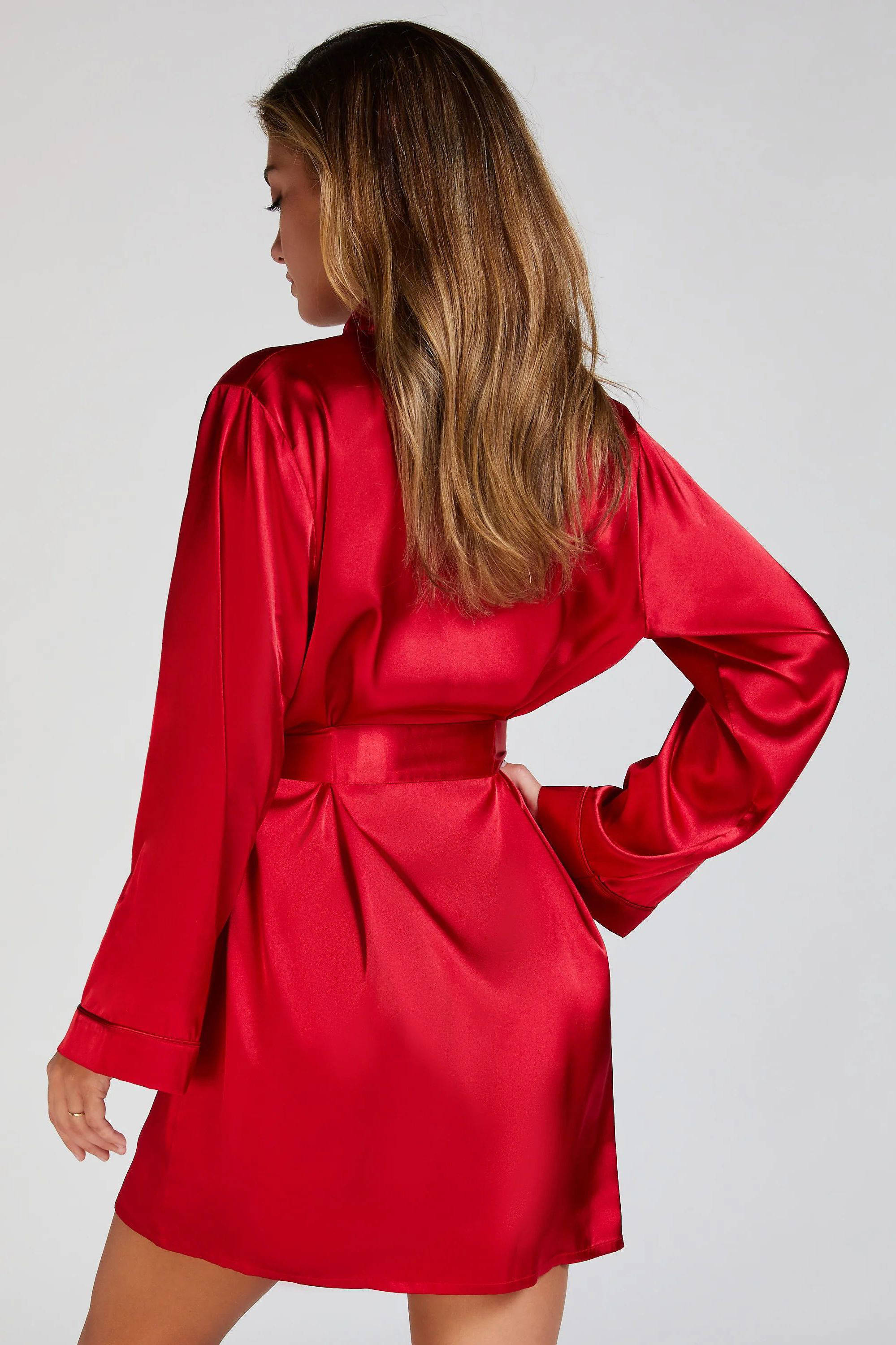 Hunkemöller satijnen kimono rood