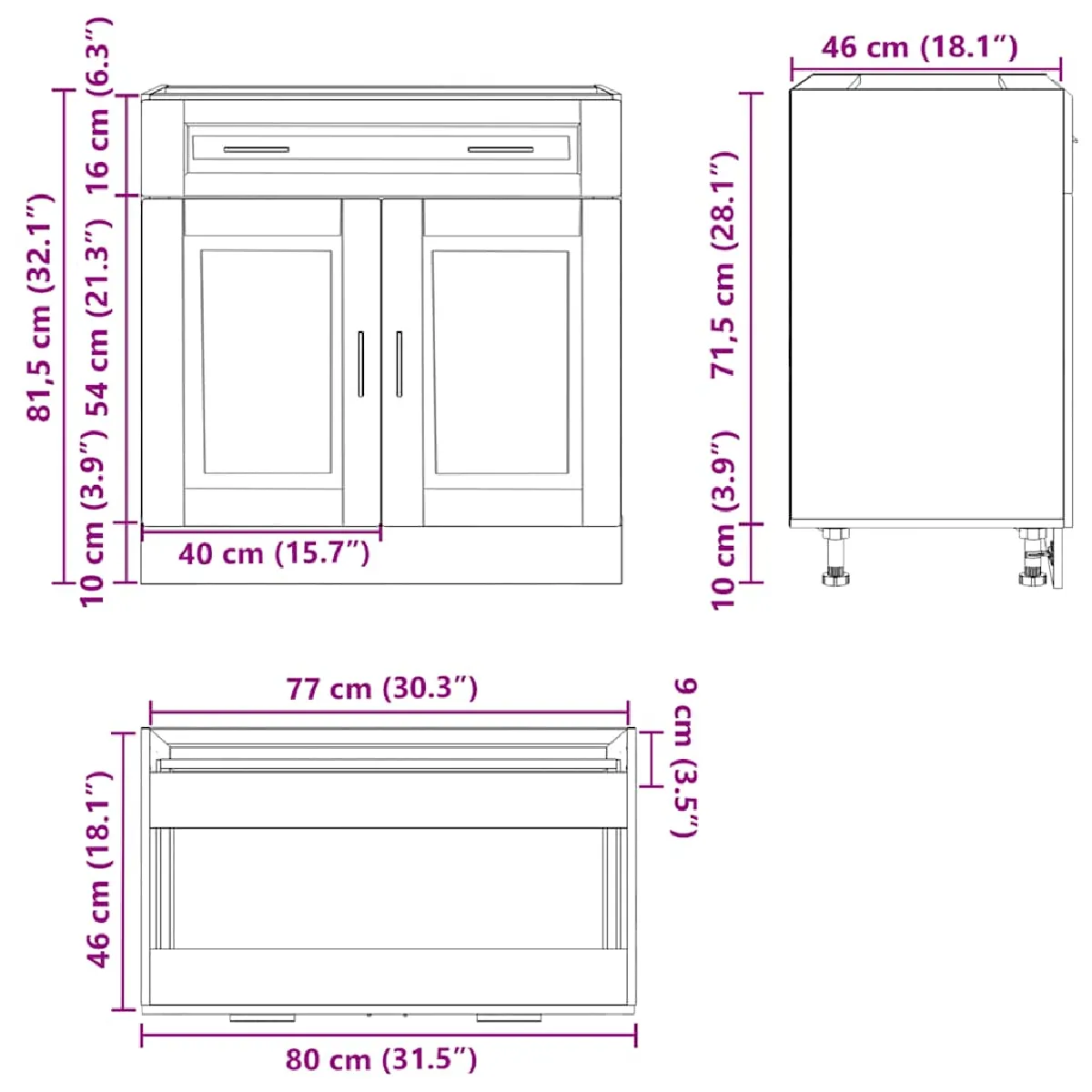 vidaXL Armoire de Cuisine Porto