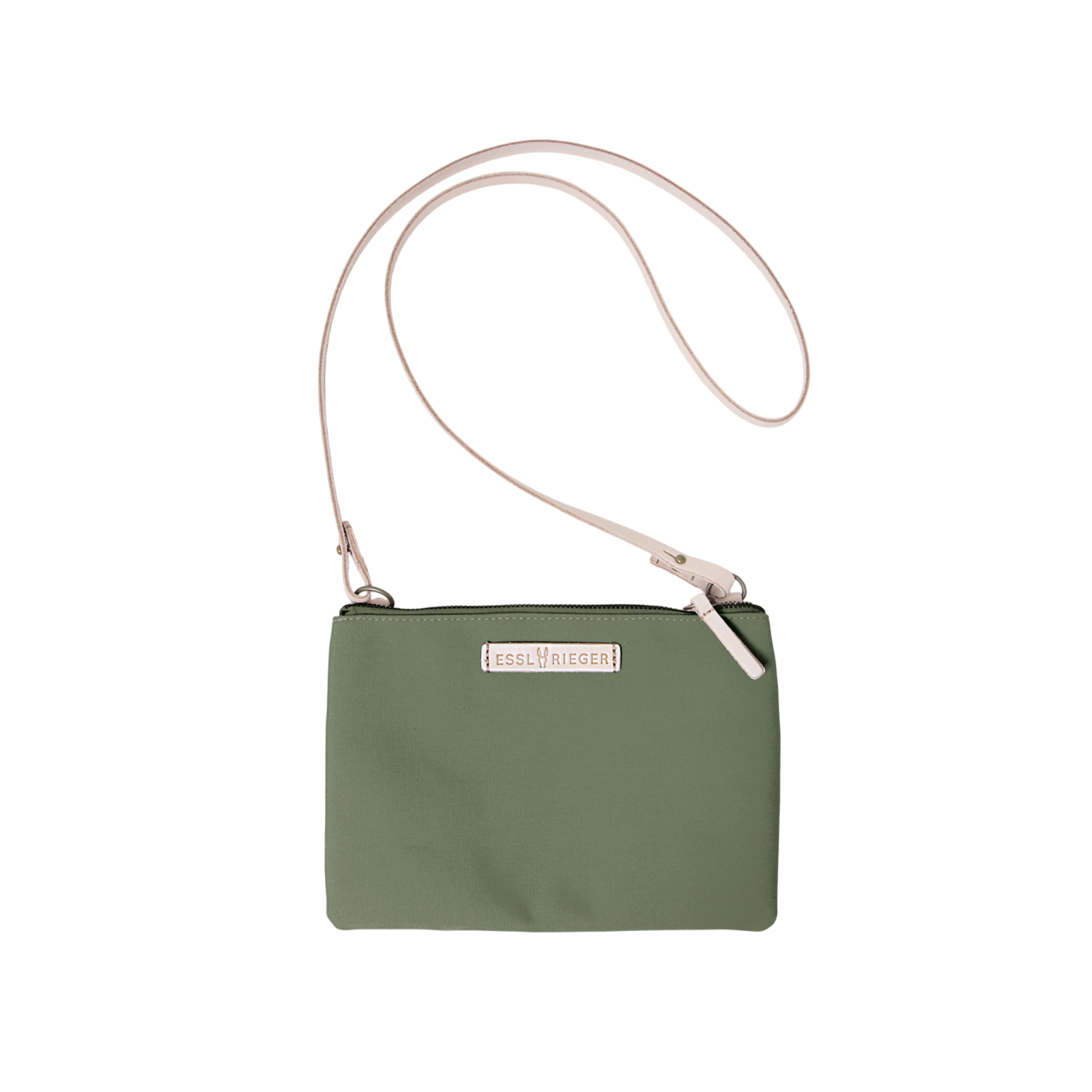 Clutch Charlie Oliv, Leder Natur