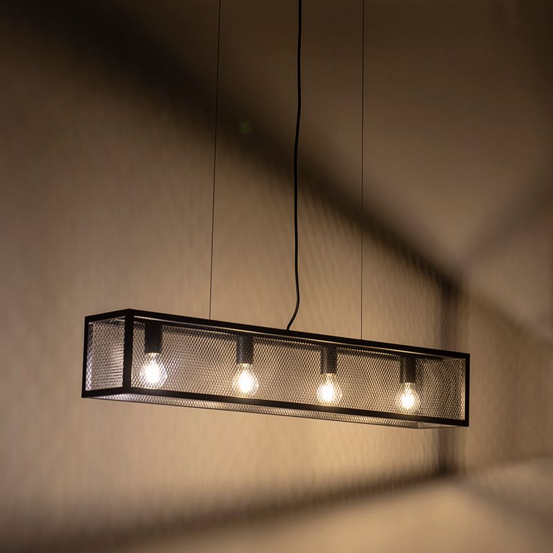 Smart industriële hanglamp zwart incl. 4 WiFi A60 - Cage Wire