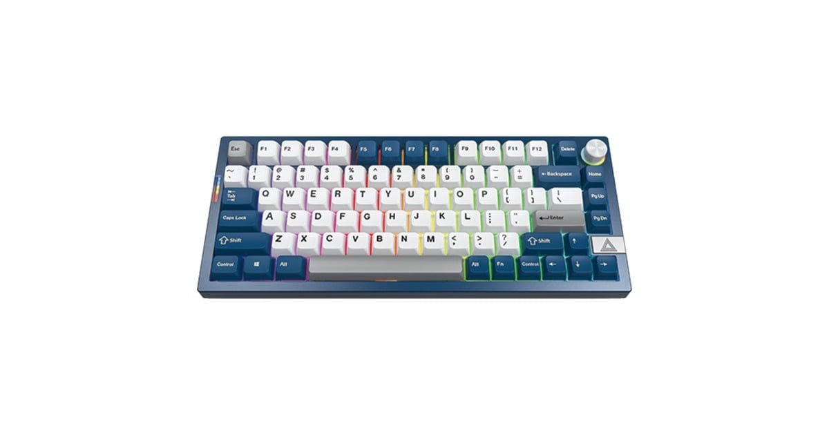 MontechMkey Pro Freedom, toetsenbord  (Donkerblauw/wit, US lay-out, Gateron G Pro Brown, 75%, Hot-swappable, RGB, Double-Shot PBT, USB-C / 2.4 GHz / Bluetooth 5.2)