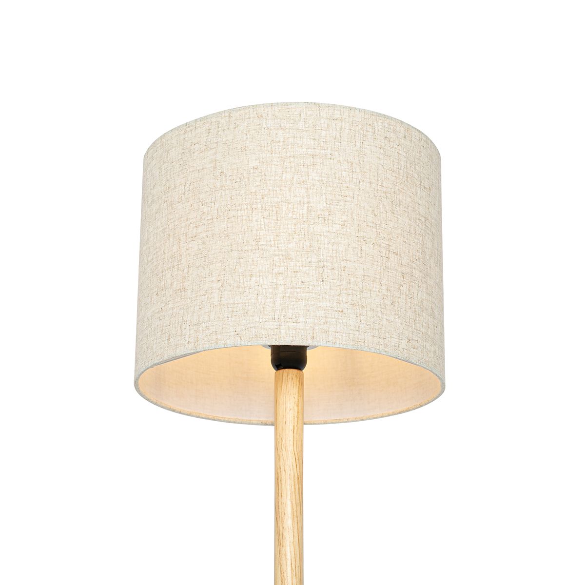 Landelijke vloerlamp hout met linnen kap beige 32 cm - Mels