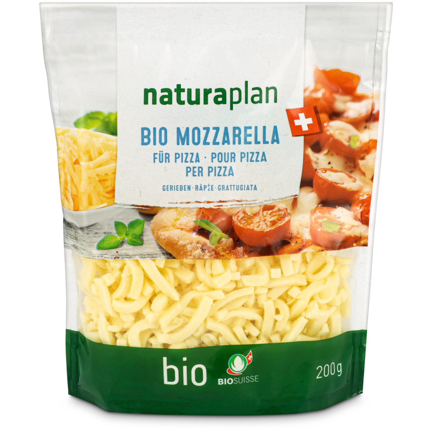 Naturaplan Bio Pizza-Mozzarella gerieben