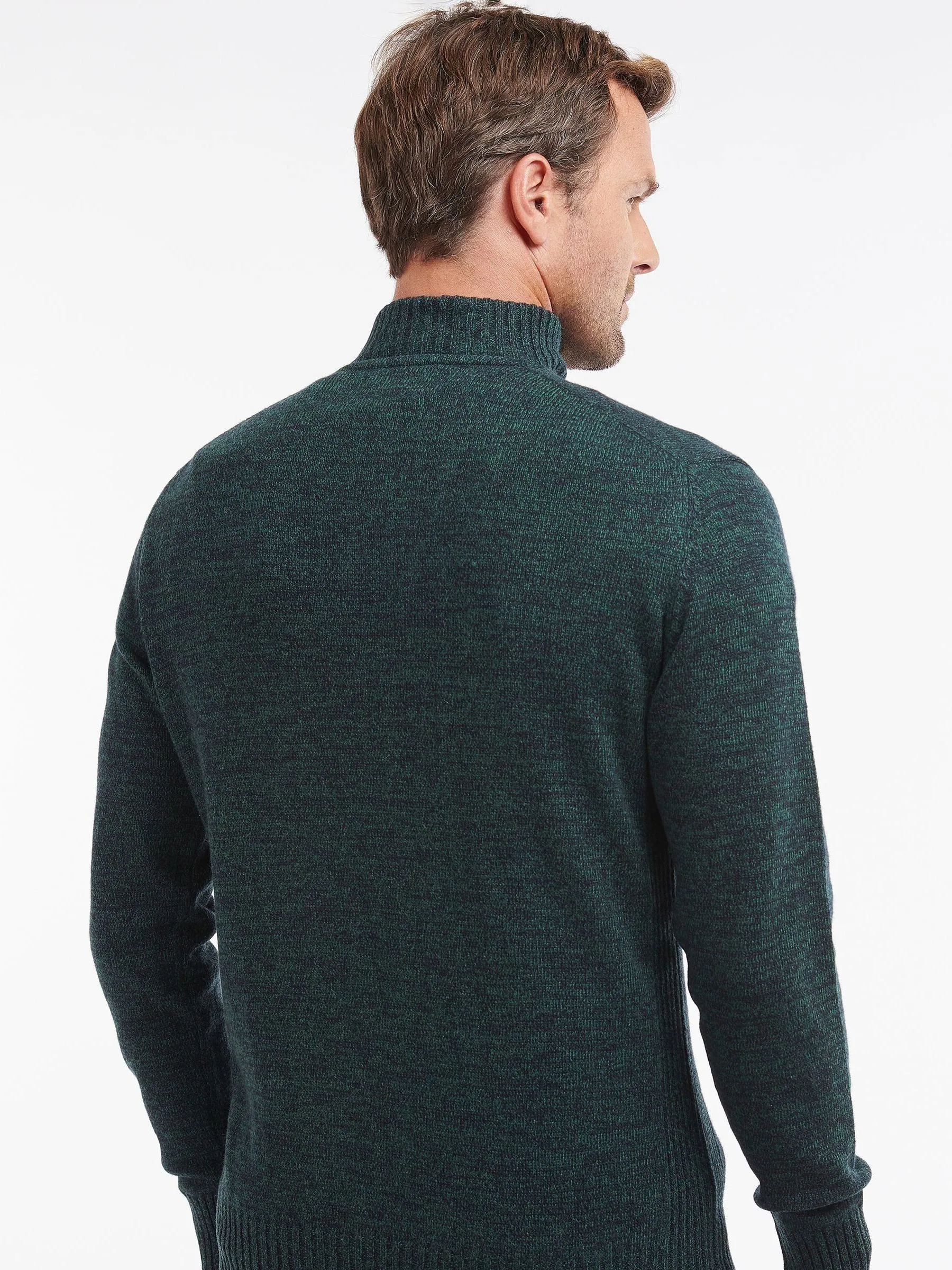 Groen - Barbour® lamswollen trui met kwartrits