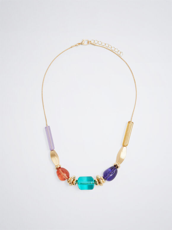 Colar com resina multicolorida - Multicolorido