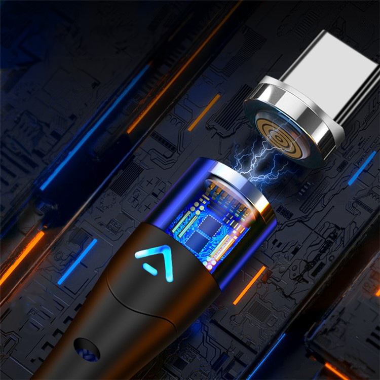 (2m) 3A Magnetisches USB A Ladekabel USB C LED Leuchtendes Datenkabel - Silber