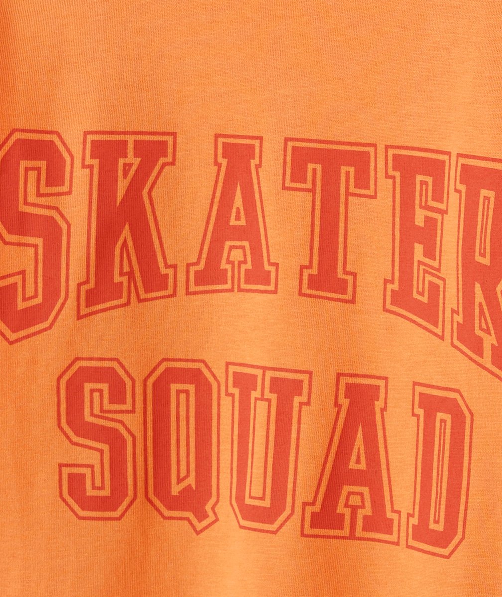 T-SHIRT MANCHES LONGUES GARÇON 100% COTON ORANGE THÈME SKATE